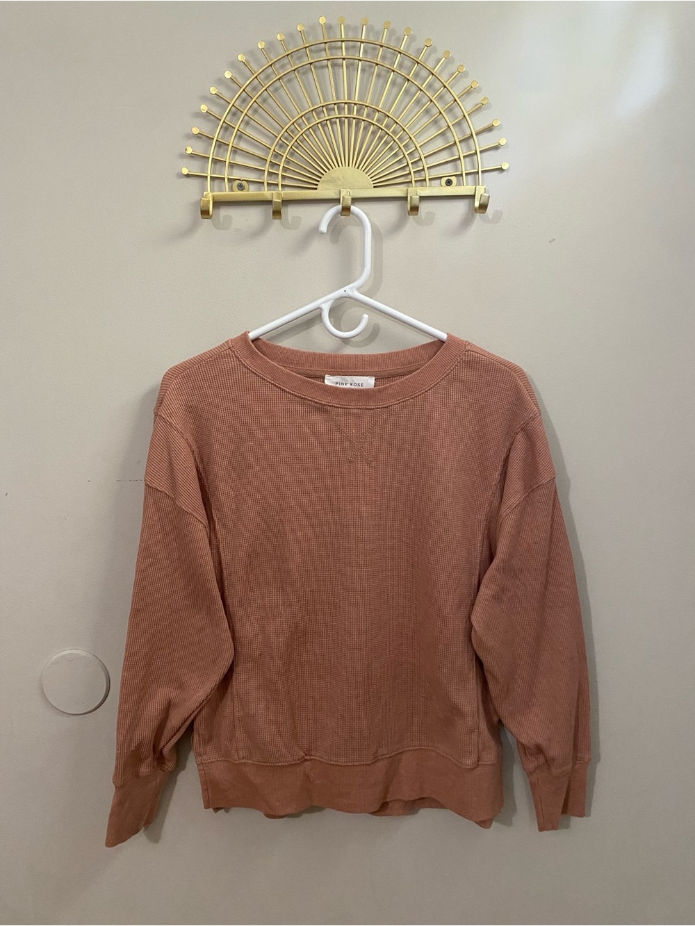 Cozy Mauve Crewneck Long Sleeve Waffle Knit Shirt